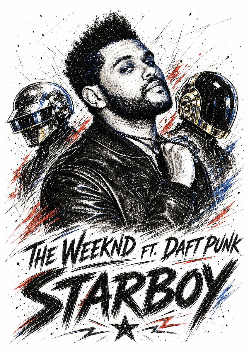 The Weeknd and Daft Punk Starboy Canvas Print & Poster Wall Art - AI PRINT LAB